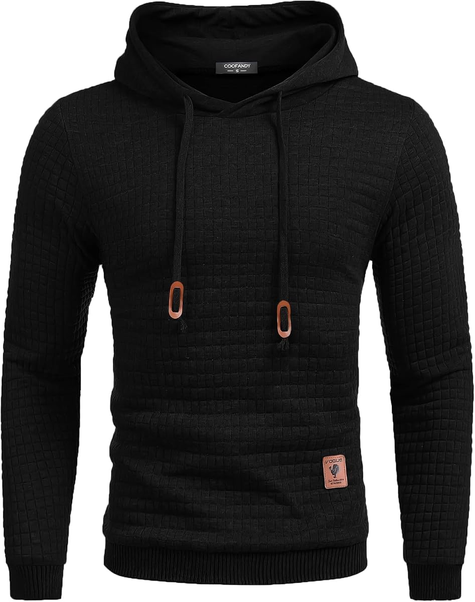 Sudadera casual de manga larga con capucha y cordón ajustable para hombre de COOFANDY