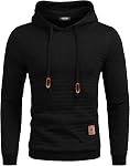 COOFANDY Hommes Pull-over Hoodies Casual Hipster manches longues String Gaufrettes tricotées Sweatshirts à capuchon