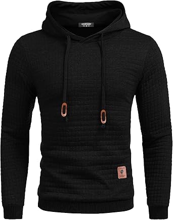 COOFANDY Mens Hooded Sweatshirt Casual Long Sleeve Drawstring Waffle ...