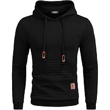 Mens Hooded Sweatshirt Casual Long Sleeve Drawstring Waffle Knit Pullover Hoodies