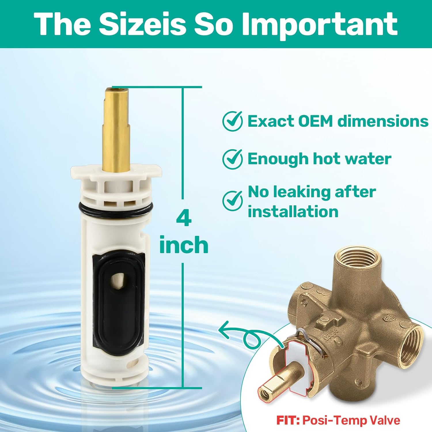 1222 Replacement Cartridge Kit for Moen One Handle Posi Temp Faucet with 104421 Removal Tool &116653 Handle Adapter, Compatible with Moen Tub & Shower Valve Cartridge