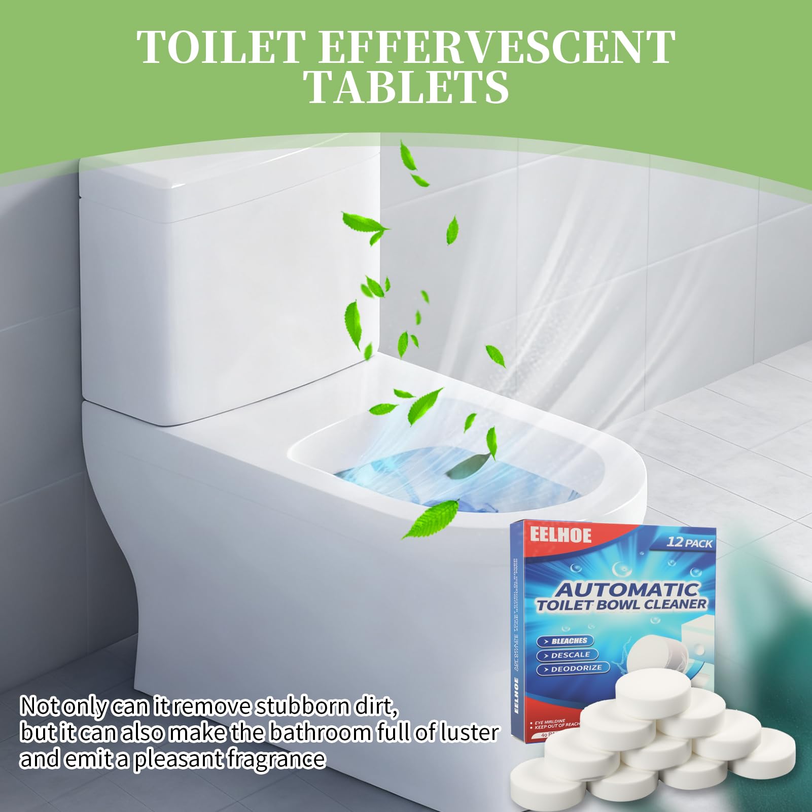 24 szt. tabletek do czyszczenia WC – bardzo silne przeciwko kamieniu moczowemu i kamieniom, tabletki do czyszczenia toalety do spłuczki i muszli klozetowej, o świeżym zapachu i automatycznej piance