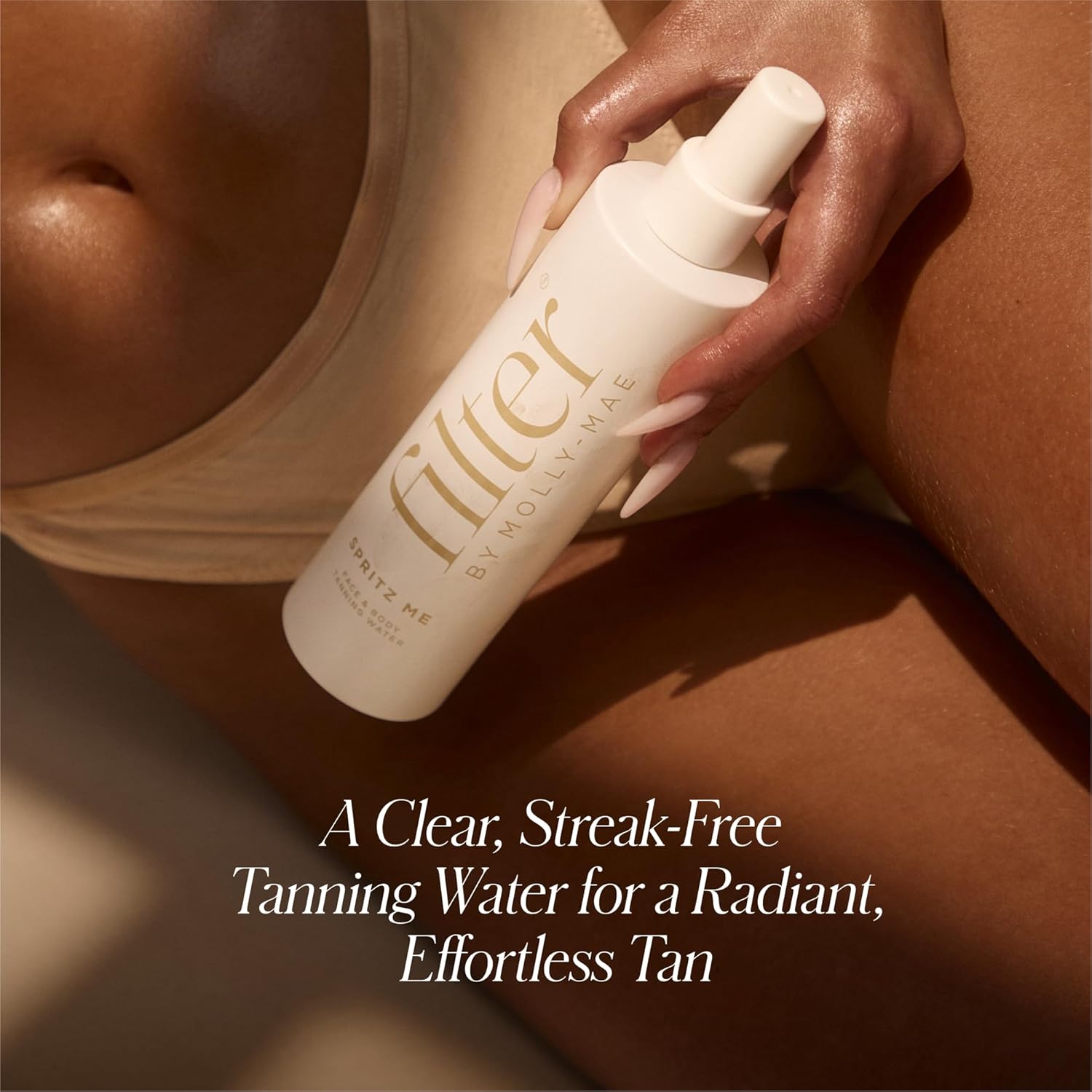 Filter by Molly-Mae Spritz Me Tanning Water | Moisturizing Self Tanner | Golden, Streak-Free Glow | Natural-Looking Sunless Tan | Fast Developing | Long-Lasting | Clear & Oil-Free | 200ml