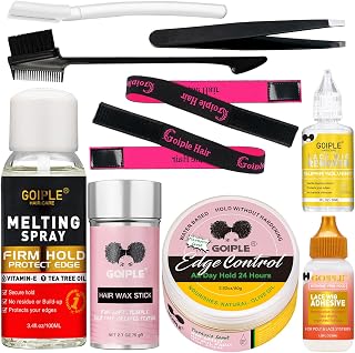 Wig Glue for Front Wigs Adhesive for Closure Wigs Extensions - Lace Melting Spray for Wigs Lace Front Hair Glue Tools with Remover Hair Wax Stick Edge Control Wig Cap Edge Comb Elastic Bnad Set