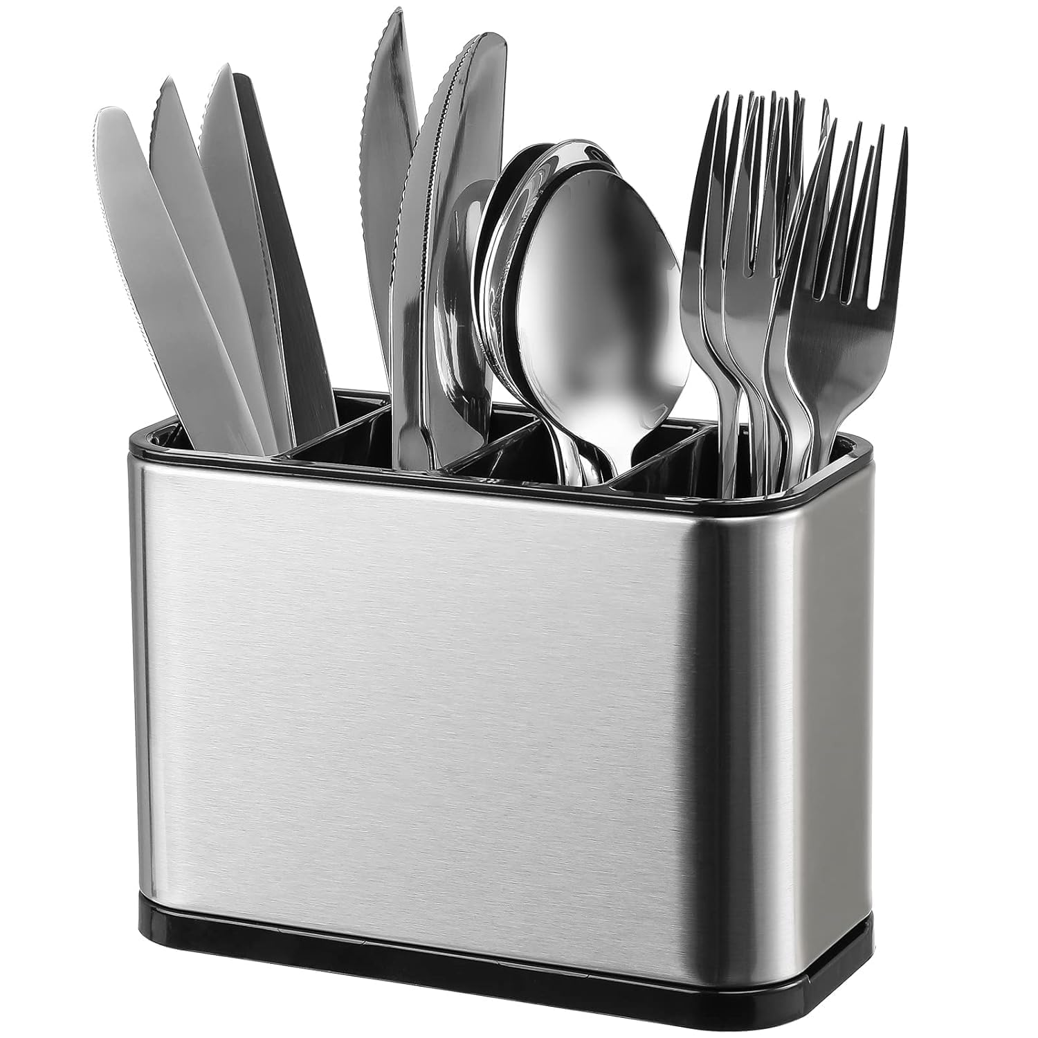 SARNESHWERAM Stainless Steel Kitchen Utensil Holder Drainer Cooking Utensil Holder Cutlery Holder Flatware Holder Sinkware Caddy Countertop Organizer