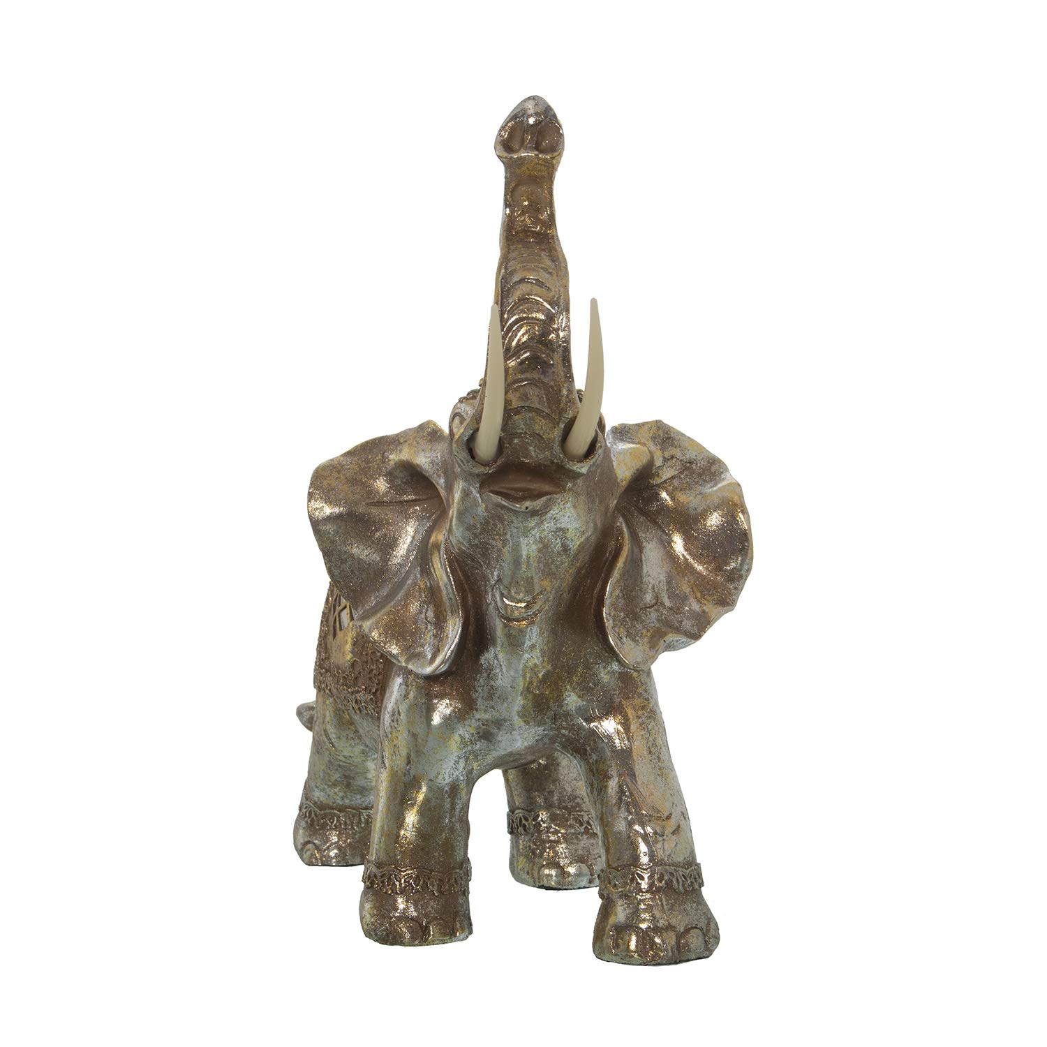 DRW Figurine d'un éléphant en résine argentée et dorée 34 x 17 x 34 cm