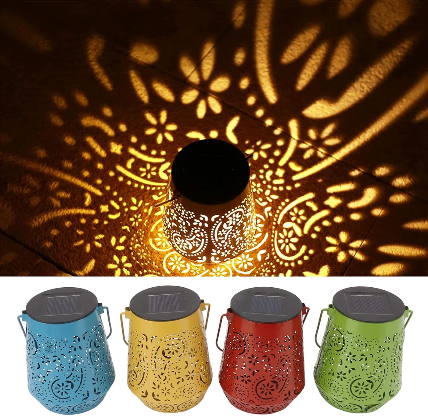 Outdoor Solar Hanging Lantern Lights 4 Pack, Lantern Solar Table Light LED Lantern with Rechargeable Batteries for Patio Walkway Yard Driveway Backyard Christmas