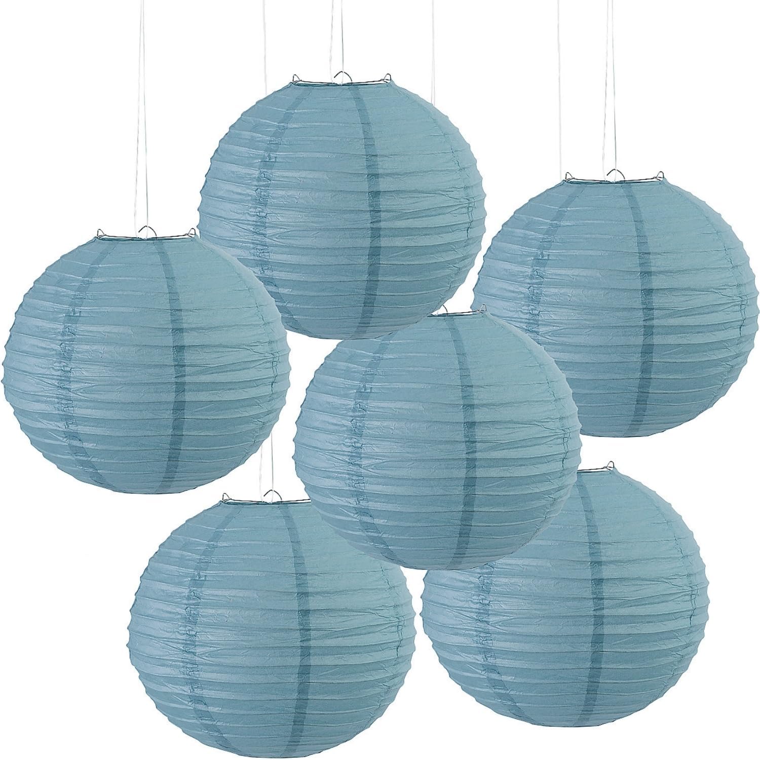 Fun Express 12" Medium Slate Blue Hanging Round Paper Lanterns - 6 Piece