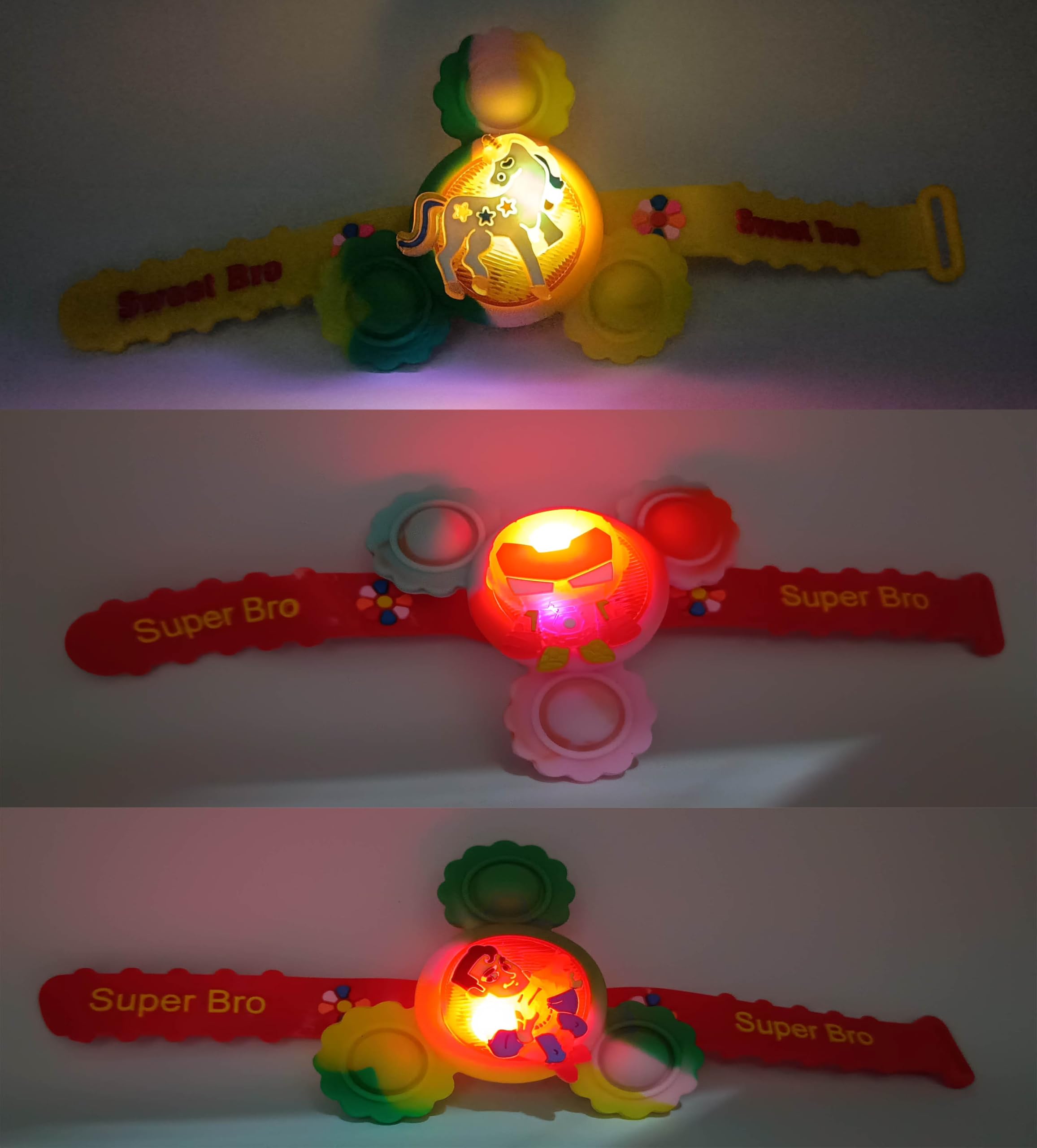 KAVIM® Rakhi 3 Spiner Light Cartoon Kids Rakhi with Roli chawl n Greeting Card Rakhi for Brother & Kids RA 24616 1