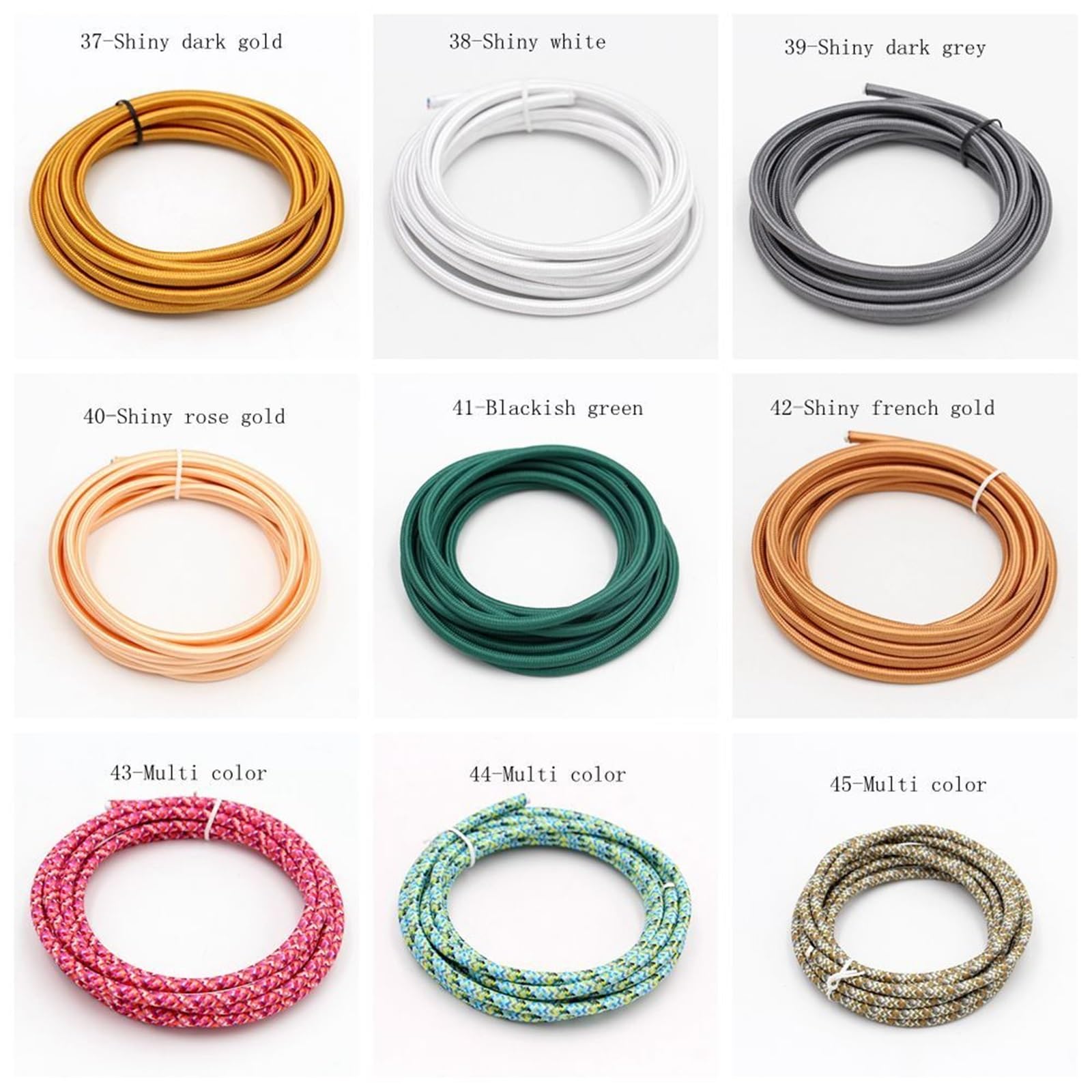 filo tessile intrecciato, Cavo in tessuto VDE 2 conduttori 0,75 mm² multicolore 2-10 metri(37shiny gold,5meter)