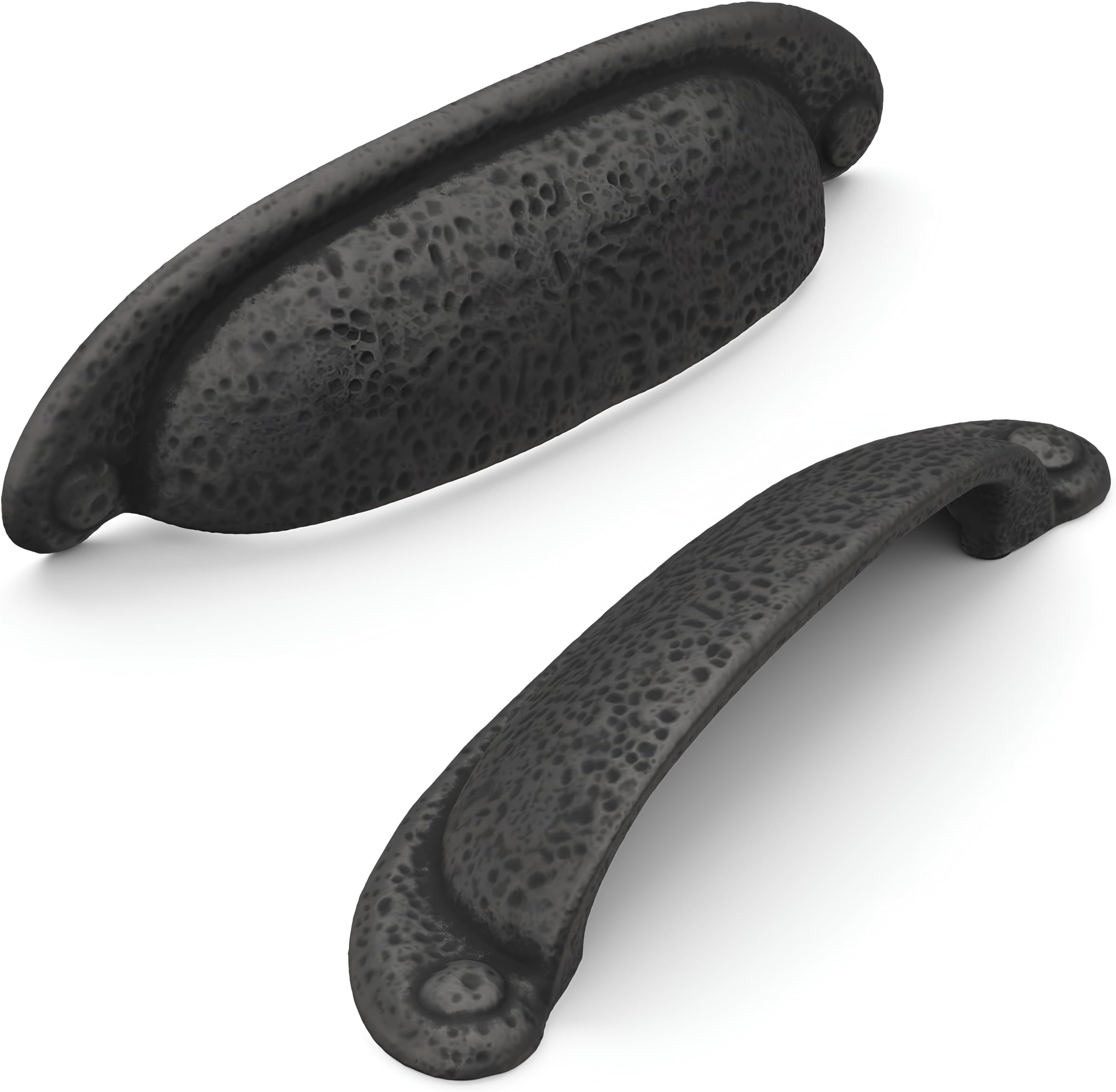 Hickory Hardware 1 Pack Solid Core Kitchen Cabinet Pulls, Luxury Cabinet Handles, Hardware for Doors & Dresser Drawers, 3 Inch & 3-3/4 Inch (96mm) Hole Center, Black Iron, Refined Rustic Collection
