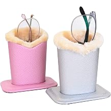 Baitaihem Pack of 2 Plush Lined Eyeglasses Holder Stand Protective Glasses Case For Desks Or Nightstands
