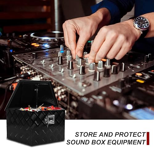 Miniatura 9 de confote Caja de herramientas chapada en aluminio de 26 pulgadas, caja de herramientas para camioneta, remolque, caja de herramientas con lengua,