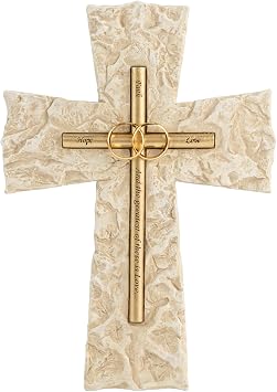 Grace4Joy Wedding Wall Cross, 10 Inches Marriage Prayer Wall Decor Religious Wedding Gifts, Hand Painted Faith Hope Love Cross Unique Gifts for Anniversary, Newlyweds CoupleGold