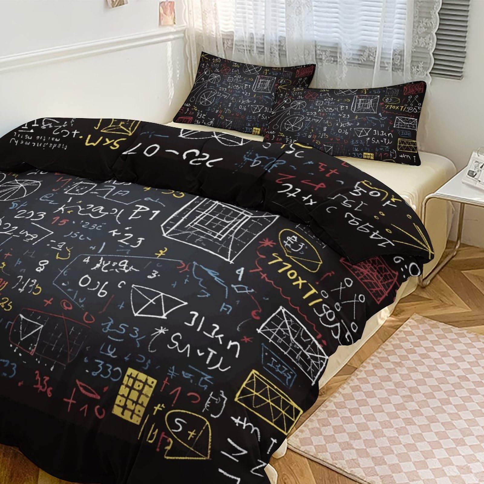 Parure de lit imprimé mathématiques couette grand lit épaisse contre le froid de la chambre