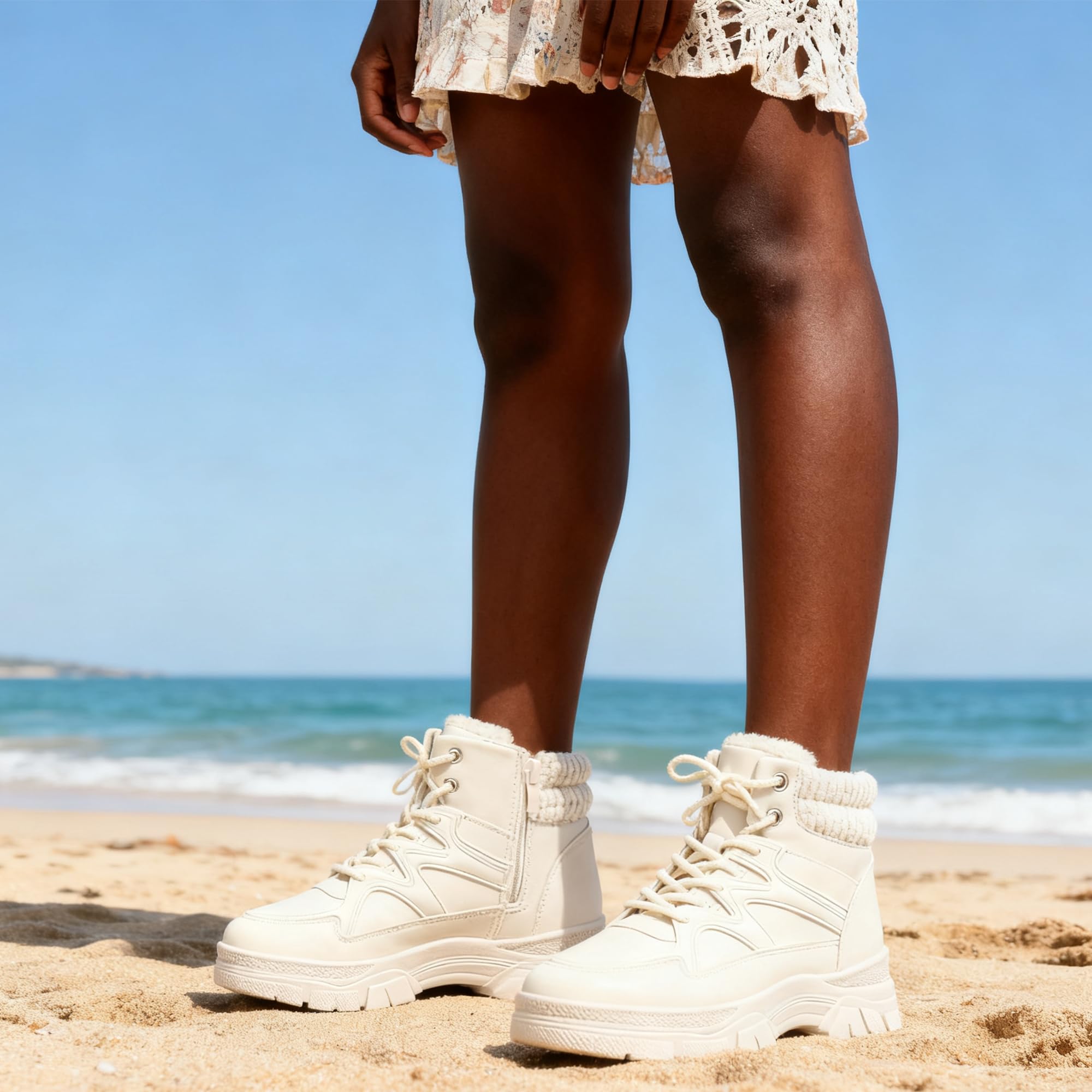 GLAMORA Botines de Invierno para Mujer con Interior de Pelo, Resistentes al Agua, Cremallera Lateral, Plataforma y Suela Antideslizante