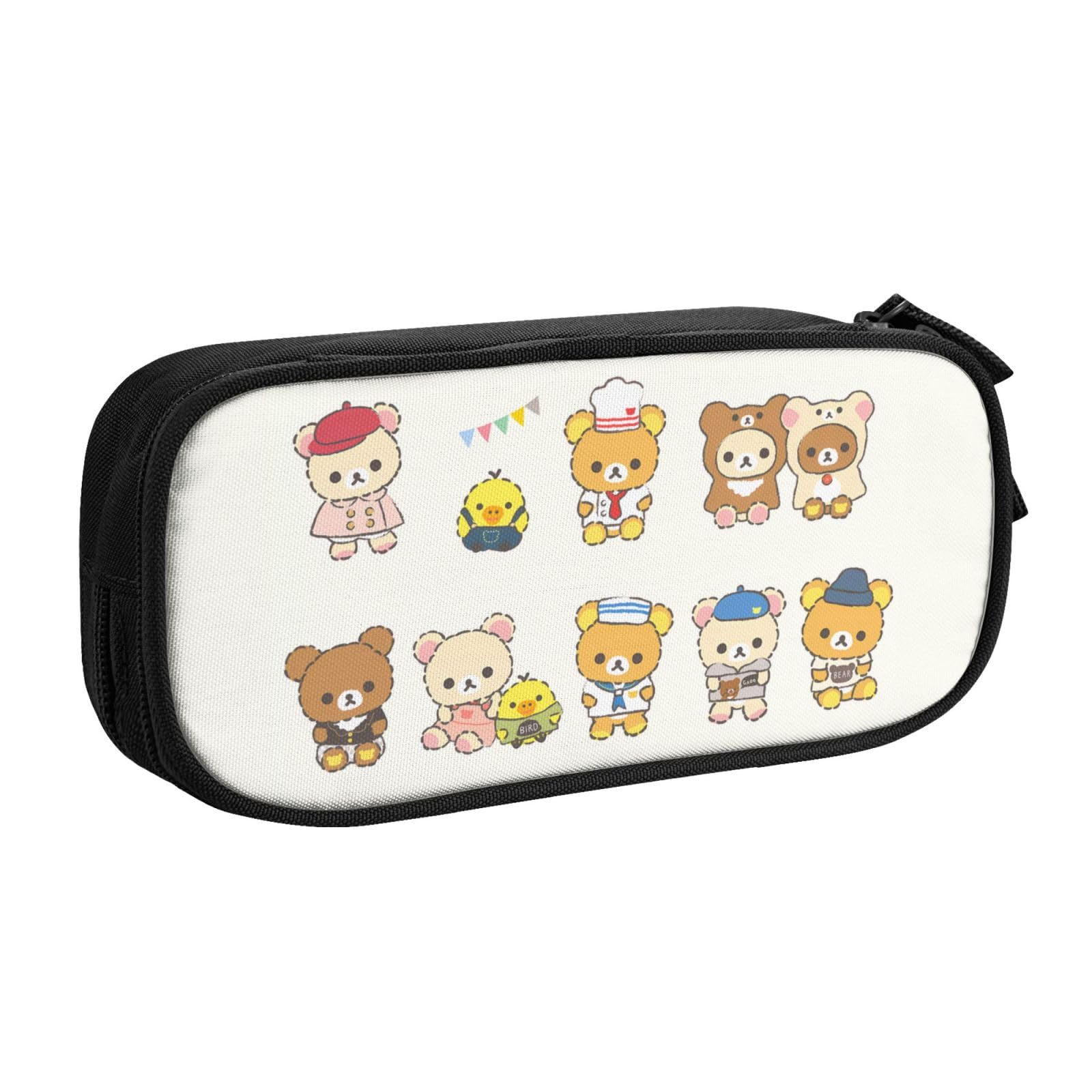Pencil Case, Anime Pencil Case, Rilakkuma Unisex Student Pencil Case, Multi-functional, Lightweight, Stylish, For Students, Children, Moe Goods, Unisex, Black, black, Chinese