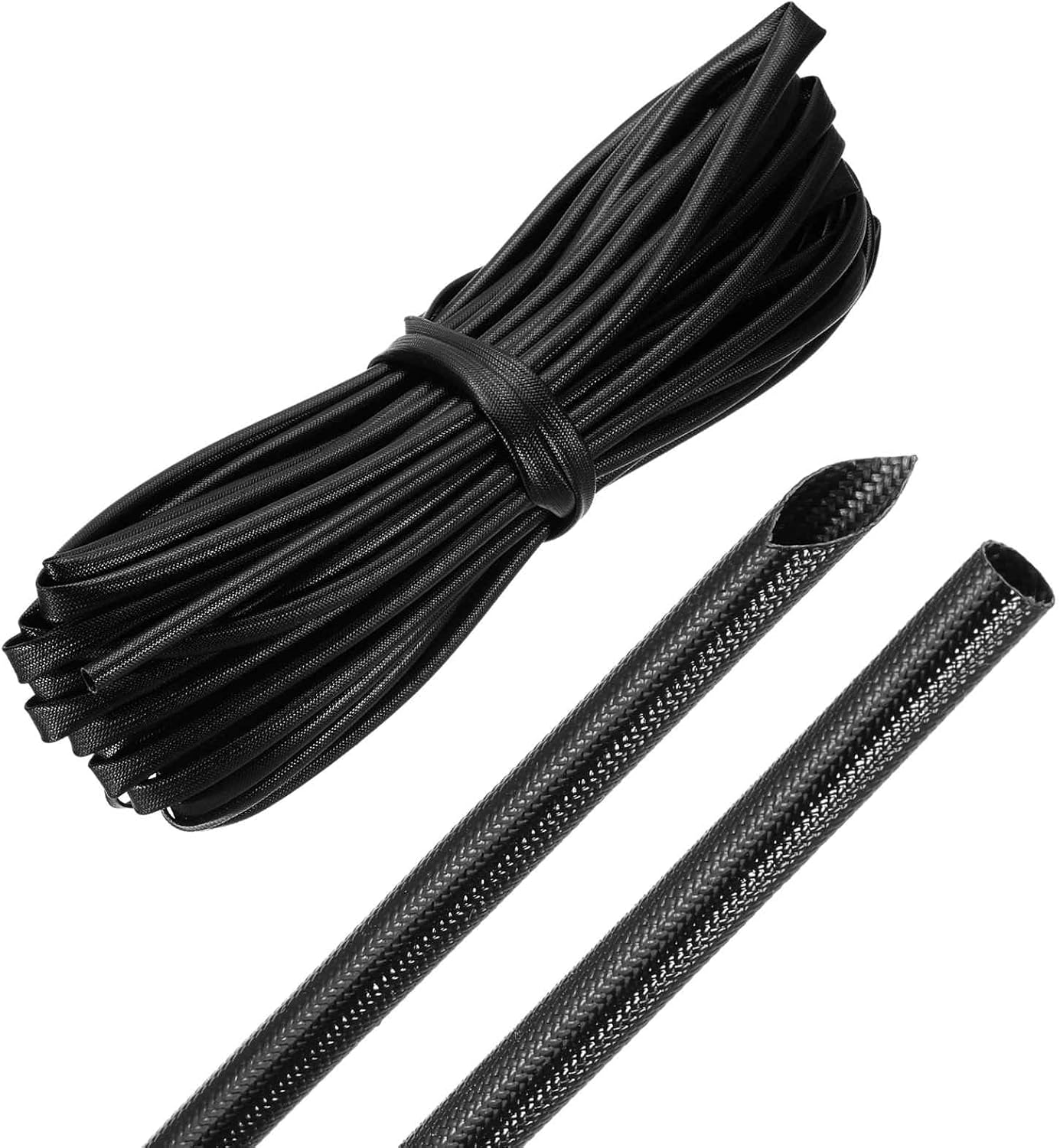 MECCANIXITY 30ft Braided Cable Sleeve, 1/2" ID 200C Heat Resistant 1500V Fiberglass Wire Insulation Cord Protector Organizer Wires Management for Motor Engine Fuel Line, White
