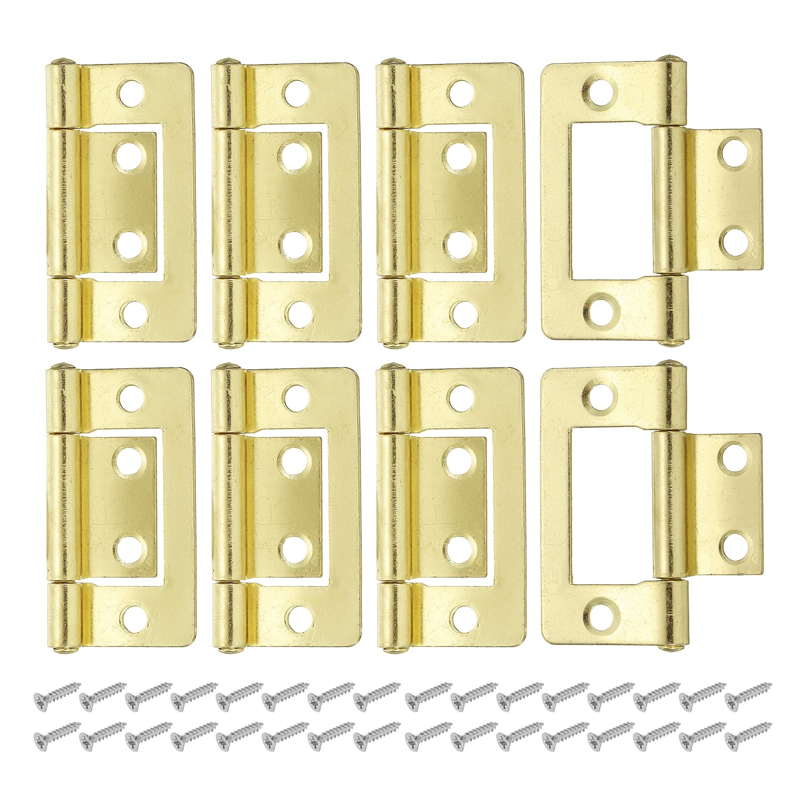 sourcing map 8Pcs Non Mortise Door Hinges, 3.8 x 2.1cm Iron Bifold Butt Cabinet Hinges Smooth Sliding Bearing Hinge with Mounting Screws for Doors, Windows, Cabinets, Box, Furniture, Yellow
