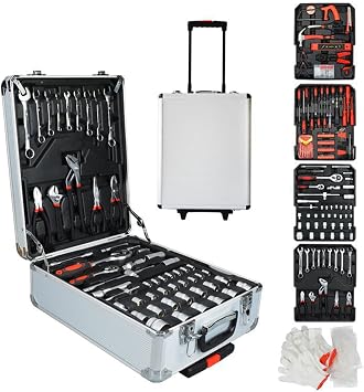 Multifunctional Household Trolley Toolbox 499-piece Combination Hardware Tool Set Carbon Steel Ratchet Open-ended Wrench Repair Kit