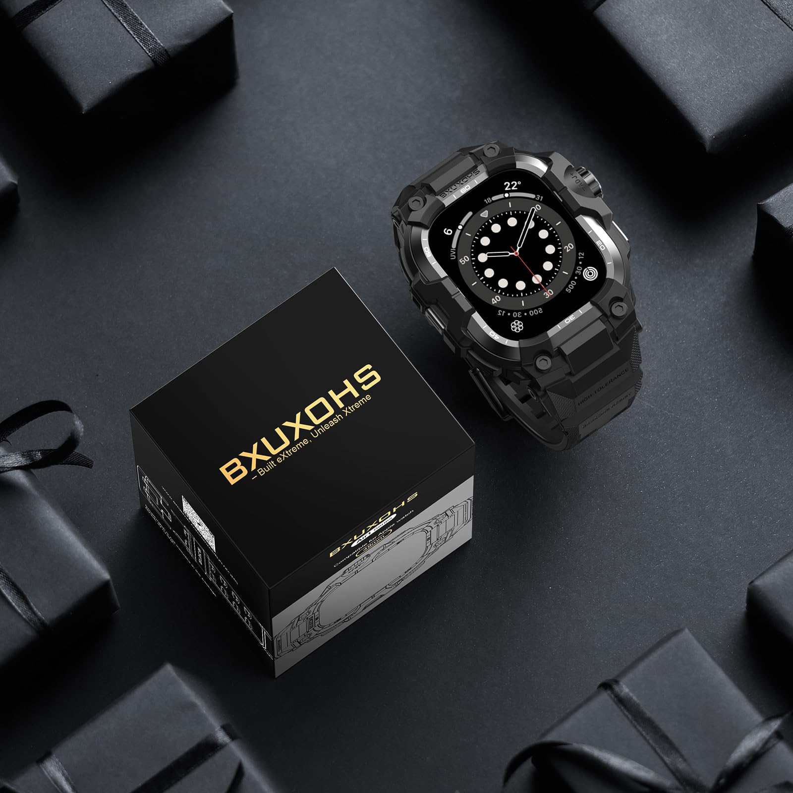 BXUXOHS Resistentes Funda y Correa para Apple Watch 44mm Hombre,para Apple Watch SE 3/SE 2a Generación/SE/Series 6/5/4,Protector Antigolpes de Nivel Militar,Correas Táctica para iWatch 6/5/4/SE 3/2