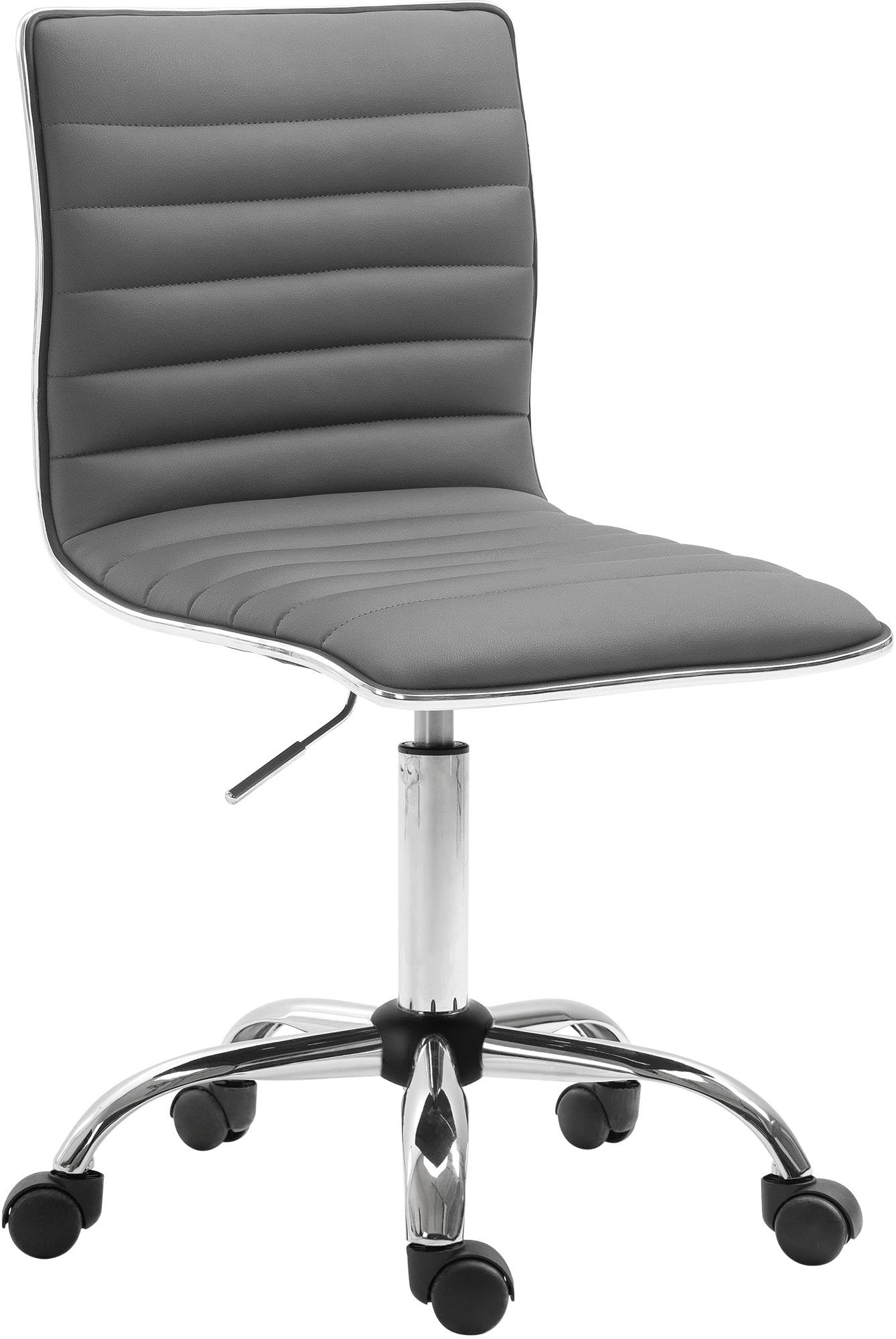 CLP Sgabello ergonomico regolabile in altezza Alamosa con schienale, rivestimento in pelle sintetica, girevole, ideale per ufficio e studi, Colore:grigio