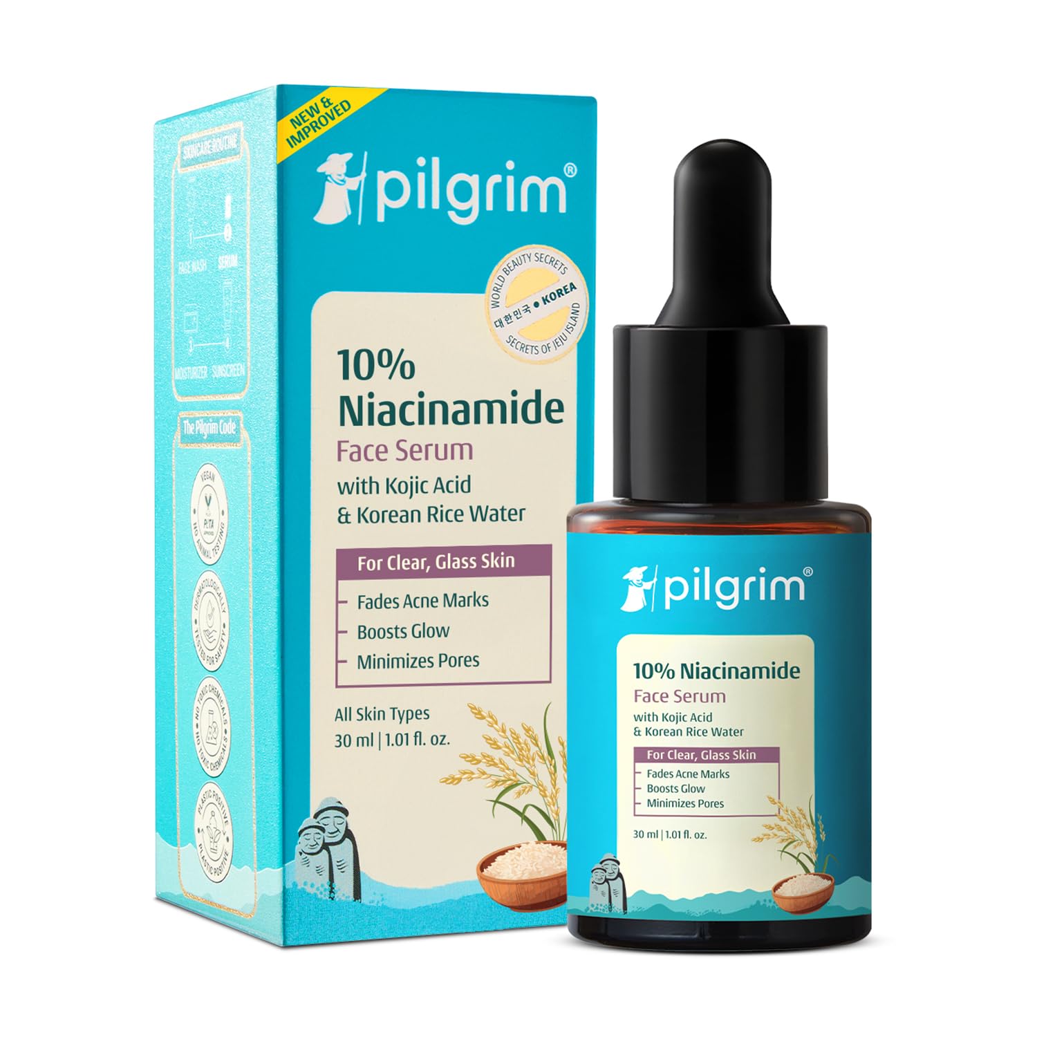 Pilgrim 10% Niacinamide Face Serum For Acne Marks 30ml | Fades Blemishes & Dark Spots | Oil Control | Brightens & Evens Skin Tone | All Skin Types | W...