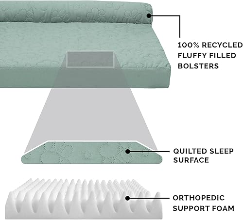 Miniatura 4 de Furhaven - Cama Pinsonic ortopédica acolchada para perros, con estampado de patas, estilo caja de huevos, en forma de L, estilo diván, de felpa y