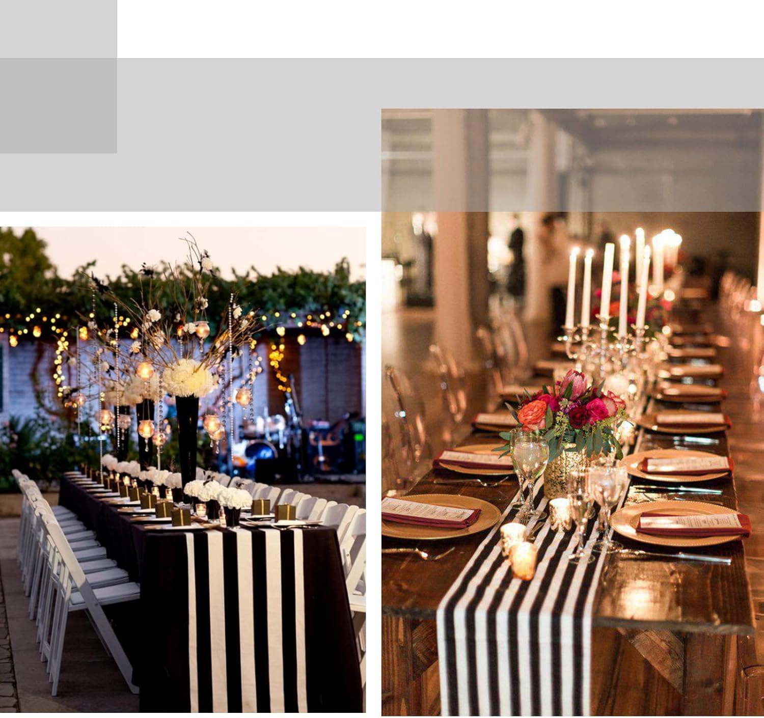 10 Pack Striped Table Runner Polyester Table Decor Classic Black and White Striped Table Runner Modern Elegant Design for Indoor Outdoor Events Banquet Party Wedding (12 x 72 Inch)