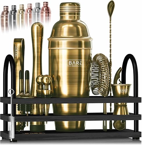 Miniatura 21 de BARE BARREL® Mixology Bartender Kit Bar Set | Juego de coctelera de 14 piezas | Herramientas de mezcla de Martini Barware para el hogar | 35 cobre,
