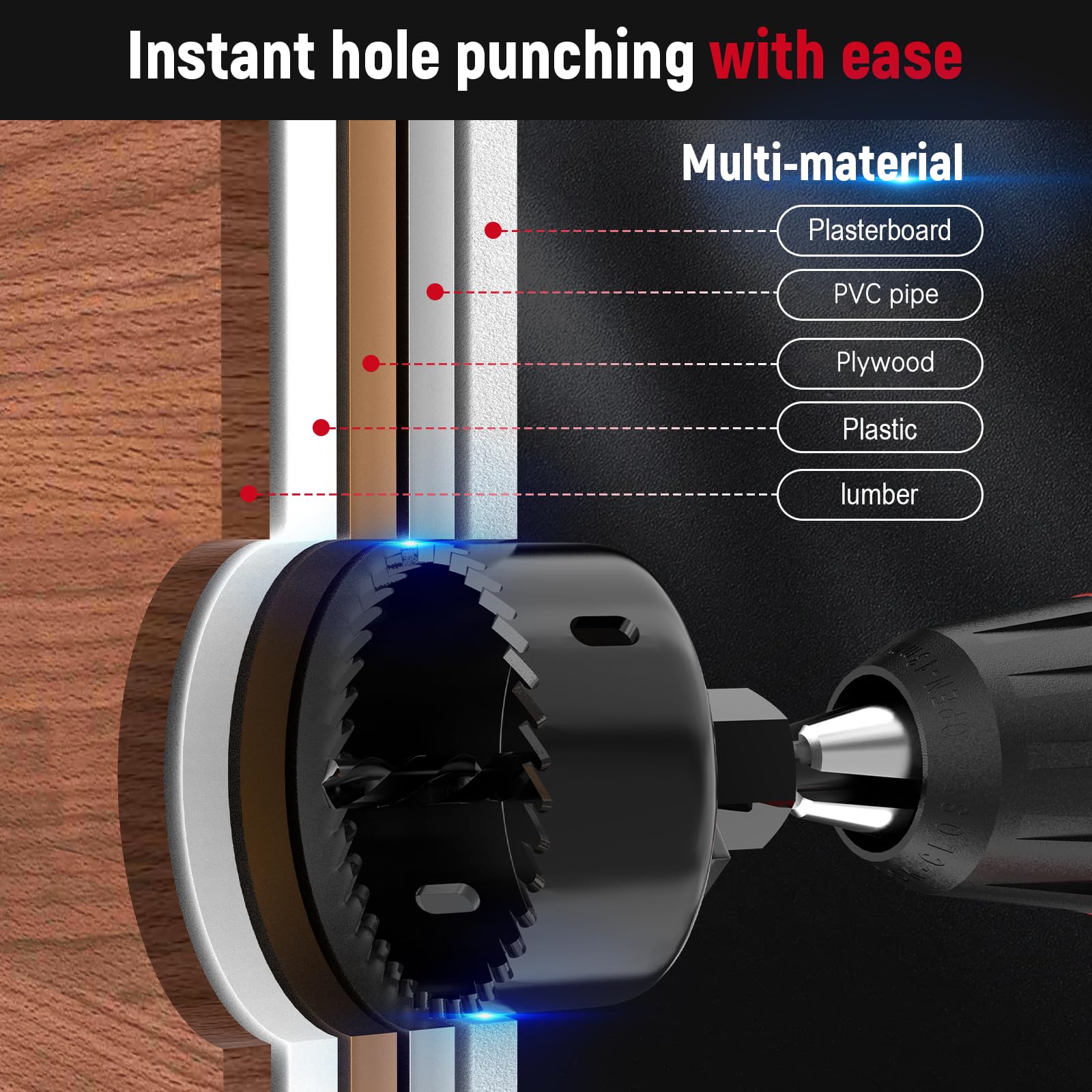 12-Piece Hole Saw Kit - Drill Bits & Accessories -3