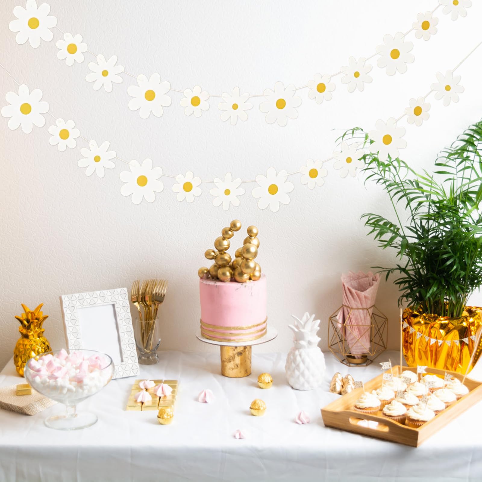 Gänseblümchen Girlande 3er Set - Papierblumen Deko Mit Farbverlauf