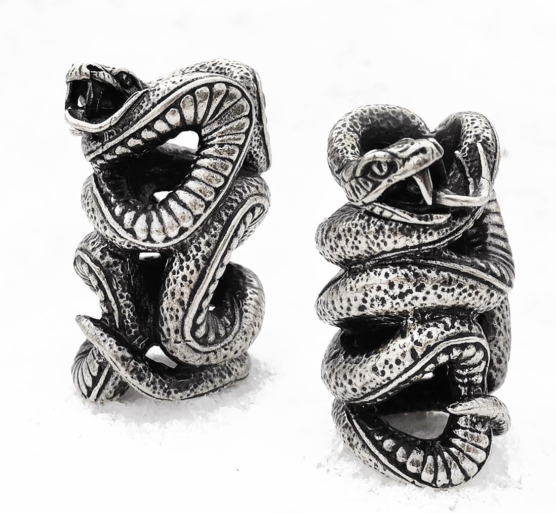 CooB EDC Paracord Bead, Pendant, Charm, Knife Lanyard Bead Python Snake. Metal Hand-Casted Paracord Beads Pendants for Knives Lanyards 1pcs/Lot