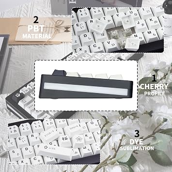 Minimalist Black and White Japanese Keycap Set - PBT Keycaps