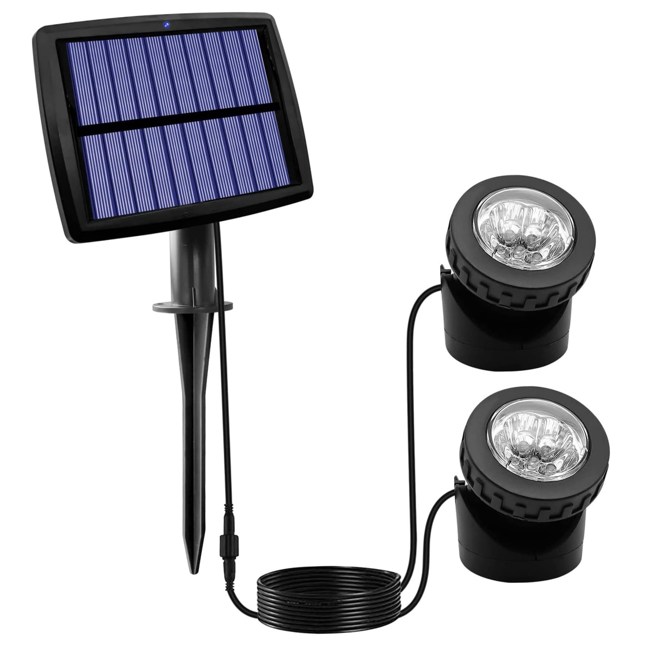 Luces solares para estanque y fuentes de jardín con paneles regulables y efecto multicolor