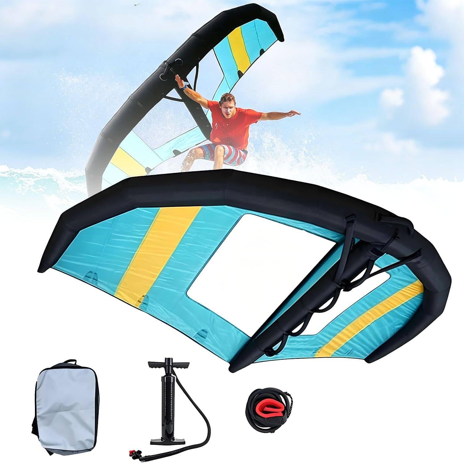 Wingsurf-Wing mit TPU-Fenster, Pumpe, Rucksack und Leash 5m2