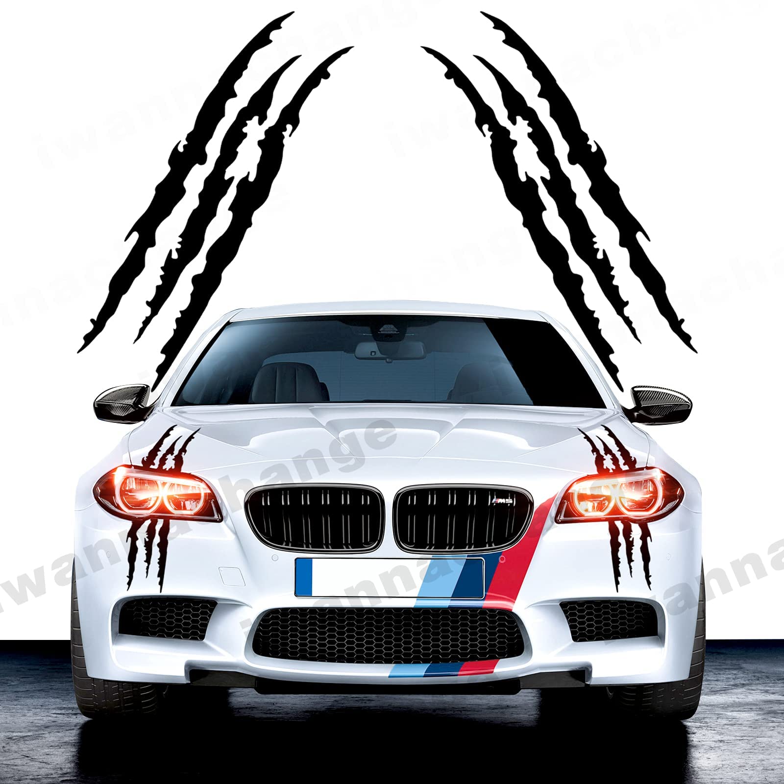 2pcs Monster Claw Marks Headlight Car Sticker Stripes Scratch Decal Vinyl for Sports Cars SUV Pickup Truck Window Motorcycles ect