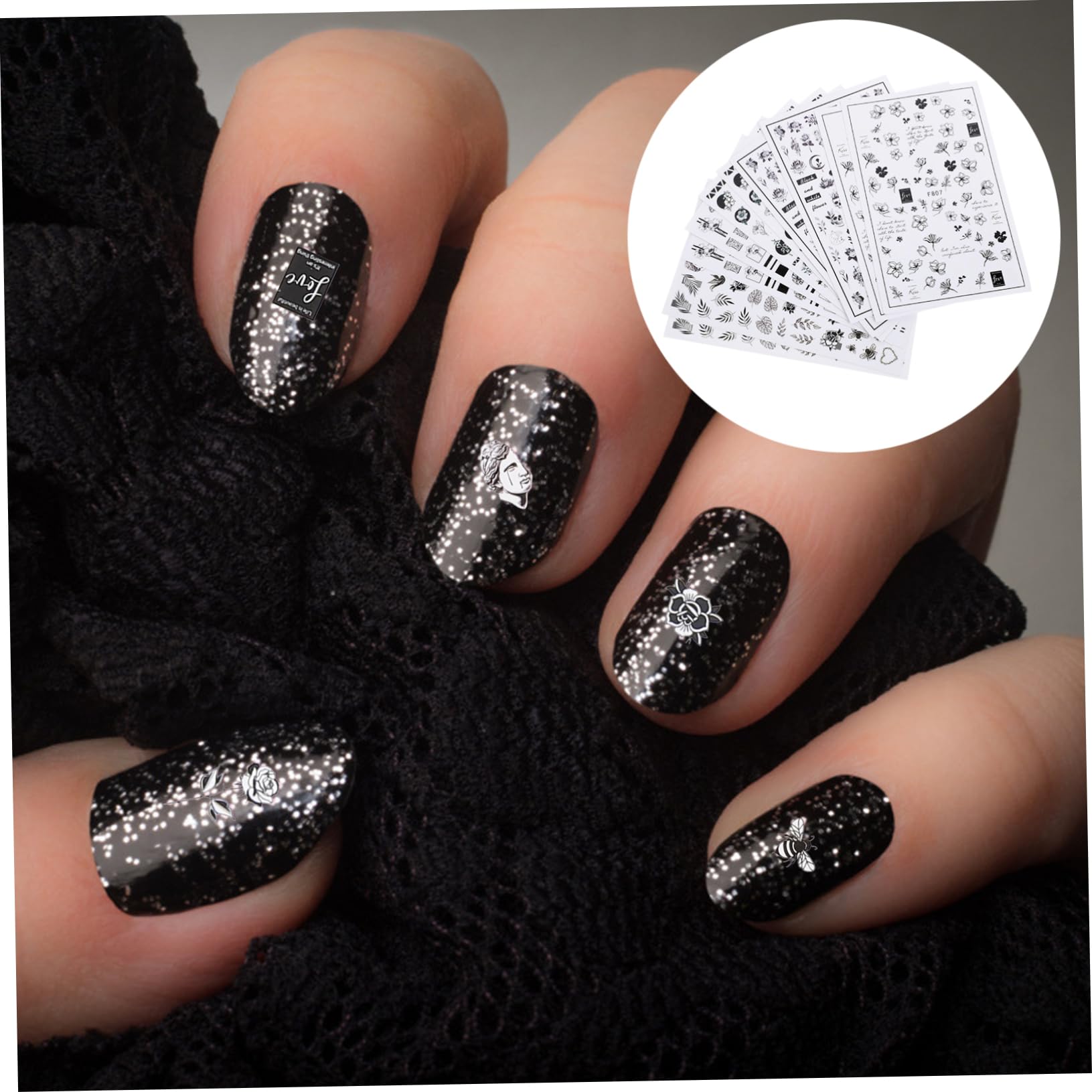 Healvian 50fogli Nail Art Stickers Fiori Eleganti Da Adesivi Per Unghie Autoadesivi Per Decorazioni Manicure Design Creativo Per Unghie e Artistiche Perfetti Per Doni e Decorazioni