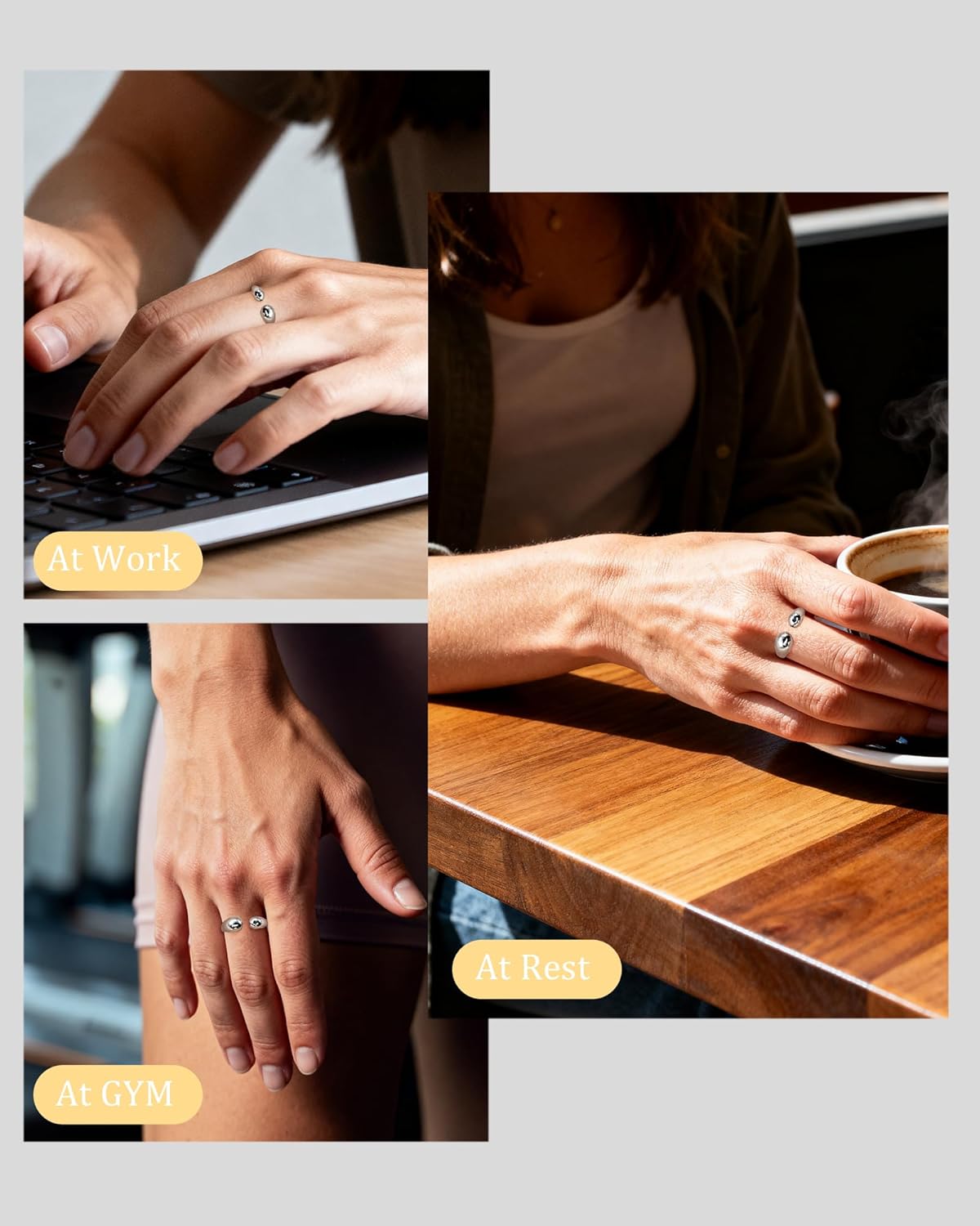 Chunky Silver Teardrop Ring Open Ring Smooth Minimalist Adjustable Rings for Women Men - Image 7