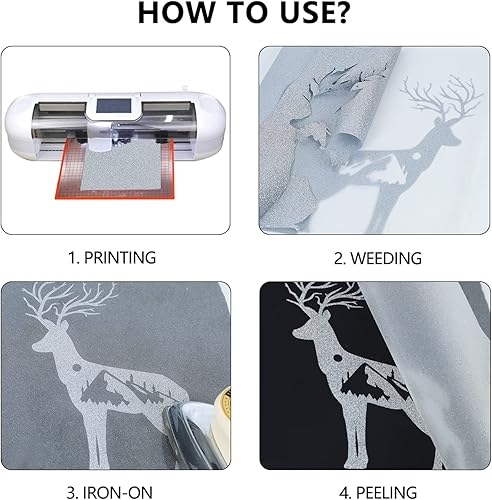 Miniatura 6 de guangyintong Rollo de vinilo de transferencia de calor plateado con purpurina para camisetas HTV de 12 pulgadas x 8 pies para planchar (J4-plata