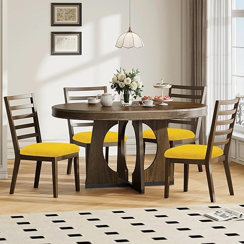 Miniatura 8 de Smiry - Originales fundas para asiento de silla de comedor, de terciopelo, con lazos, desmontables, lavables, elásticas, protectoras