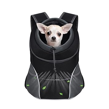 YUDODO Dog Carrier Backpack Pet Dog Carrier Front Pack Breathable Head Out Reflective Safe Doggie Carrier Backpack for Small Medium Dogs Cats Rabbits(L(10-14lbs), Black)