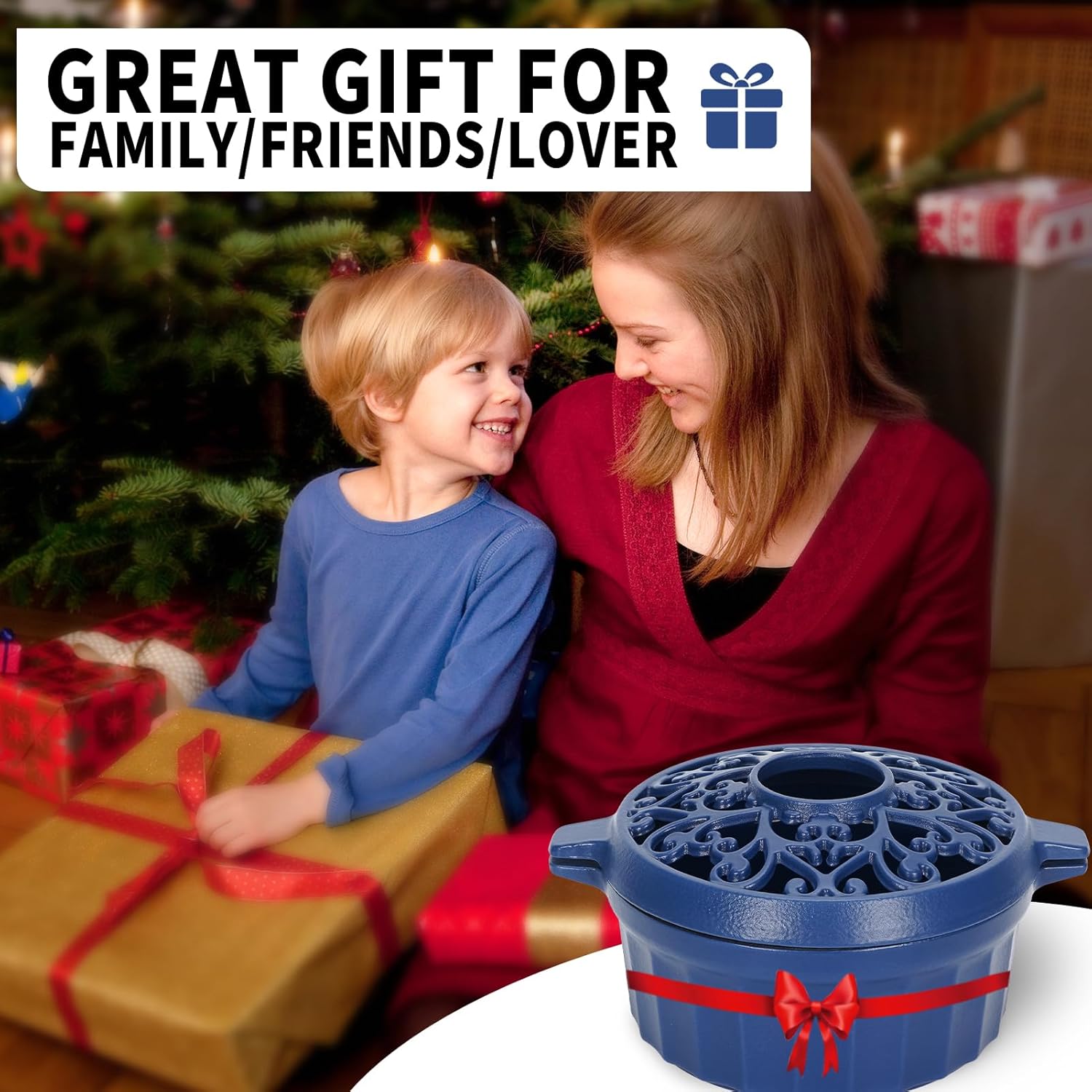 Wood Stove Steamer-Fireplace Humidifier,Cast Iron Humidifier for Stove, Matte Black Finish, Rust Resistant, Lattice Top, 2.5 Quart Capacity,Wood Burning Stove Indoor Decorative.Blue