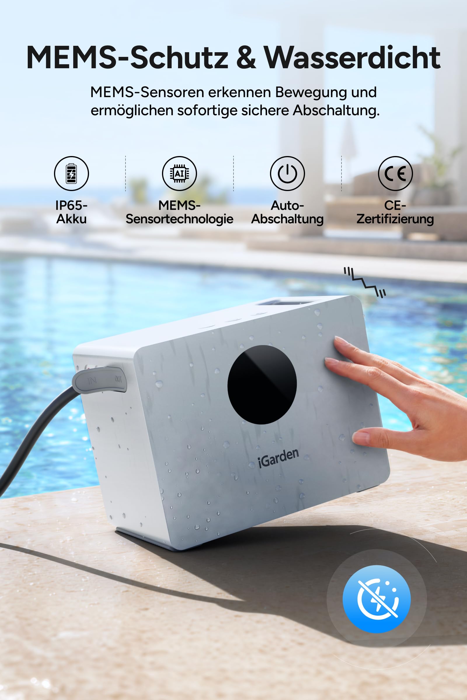 iGarden Tragbare Gegenstromanlage X-Serie für Pool, Schwimmmaschine mit anpassbaren Stufen, Ohne Installation, Akkubetrieb, App-Steuerung für Training & Spaß