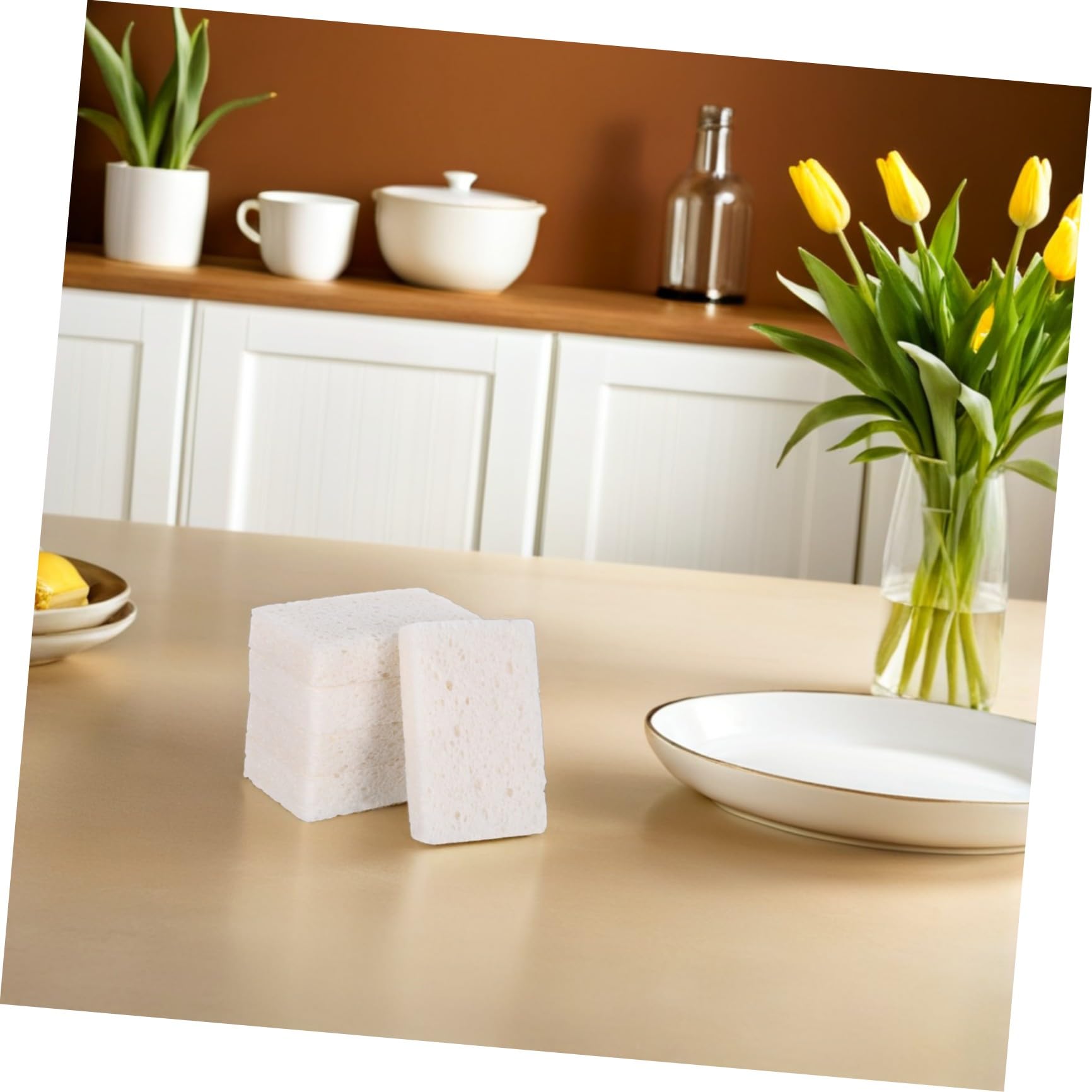 Toyvian Paquete de 20 Esponjas de Pulpa de Madera para Cocina y Limpieza del Hogar, Esponjas Absorbentes Que No Rayan, Ideales para Eliminar Grasa y Suciedad