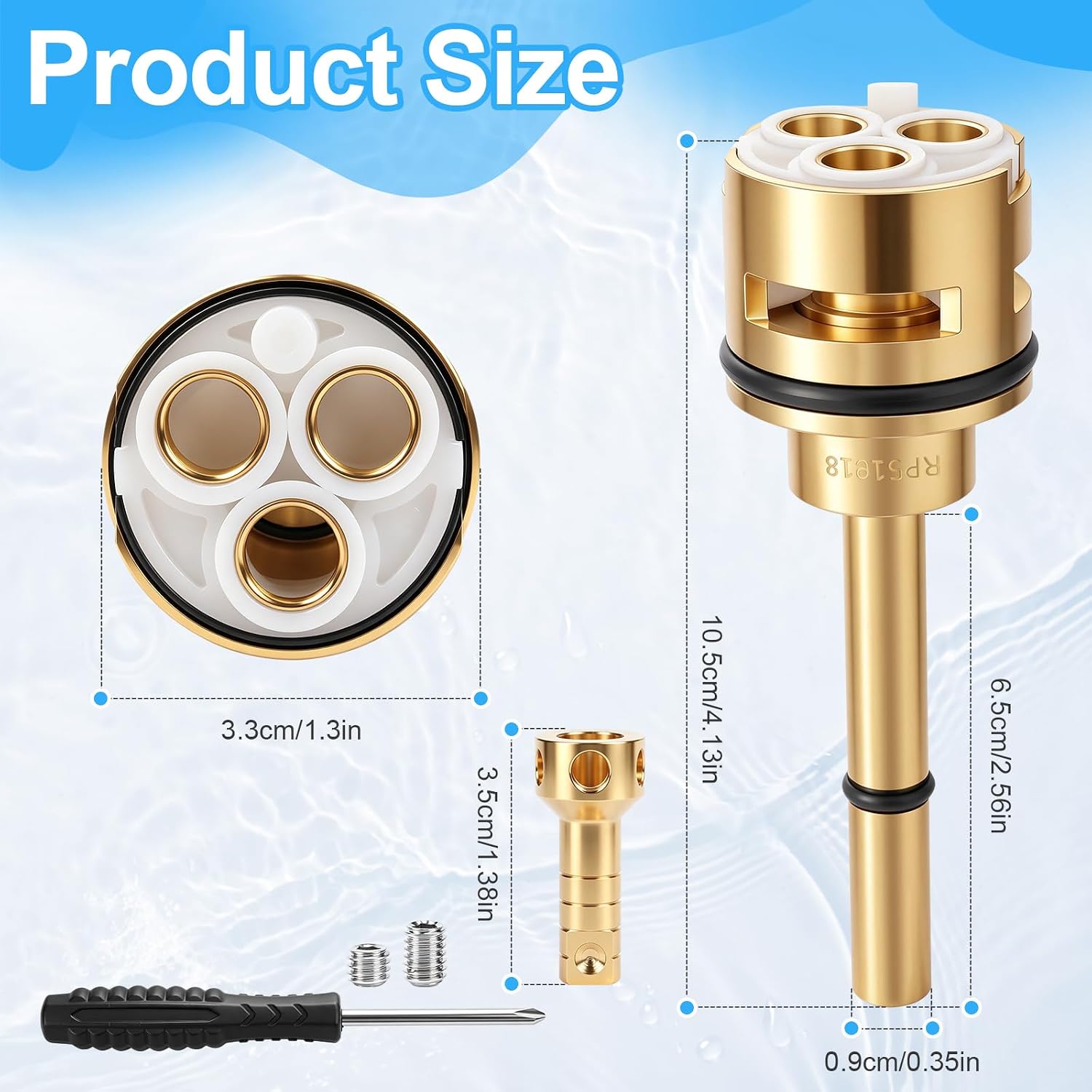 RP51918 3-Setting Shower Diverter Cartridge Replacement Kit, Compatible with Delta R11000, R22000 & R22000-WS Valve Bodies, 2 Individual & 1 Shared Position, Brass Construction