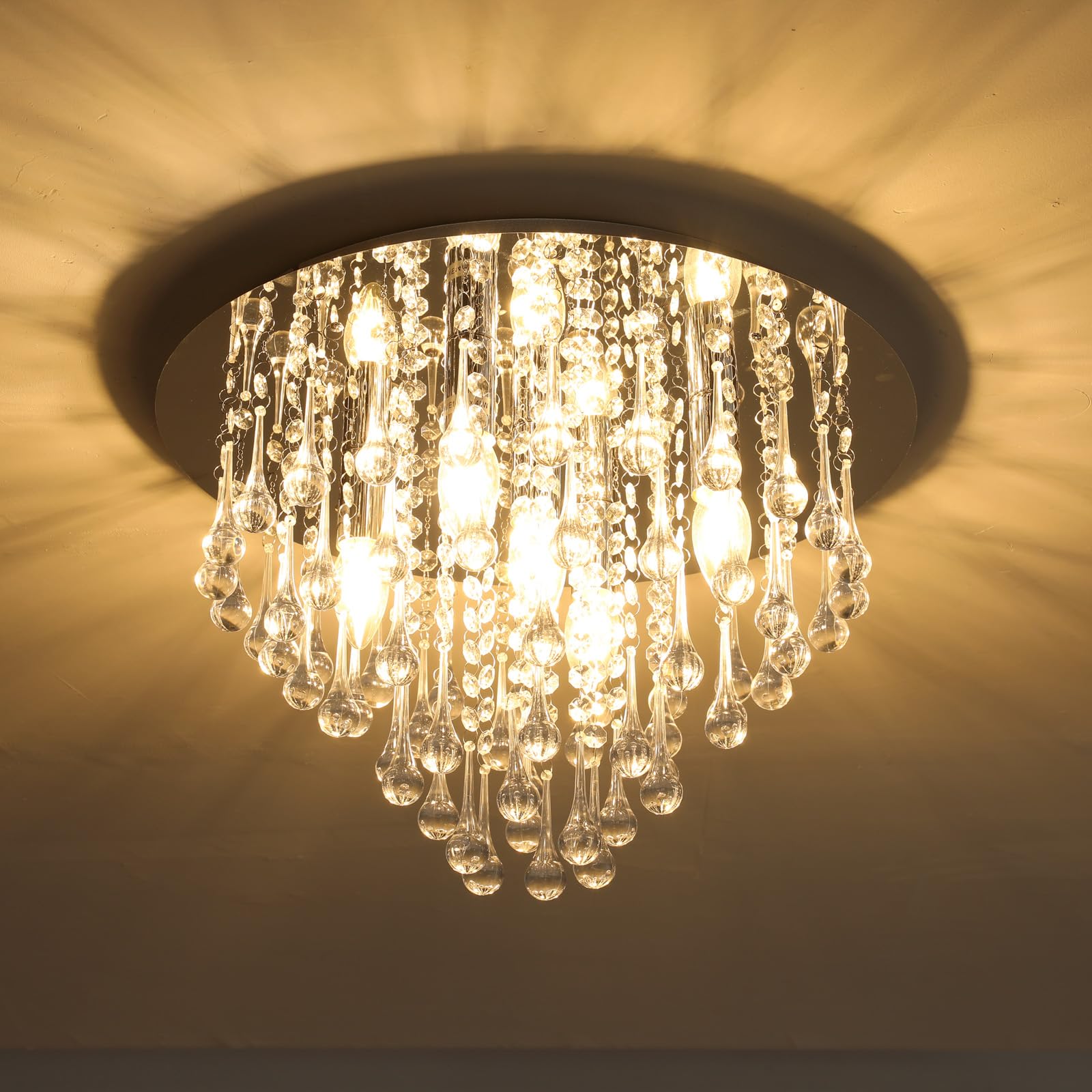 Mextronic Lustre artificiel en verre et cristal Ø 46 cm Transparent