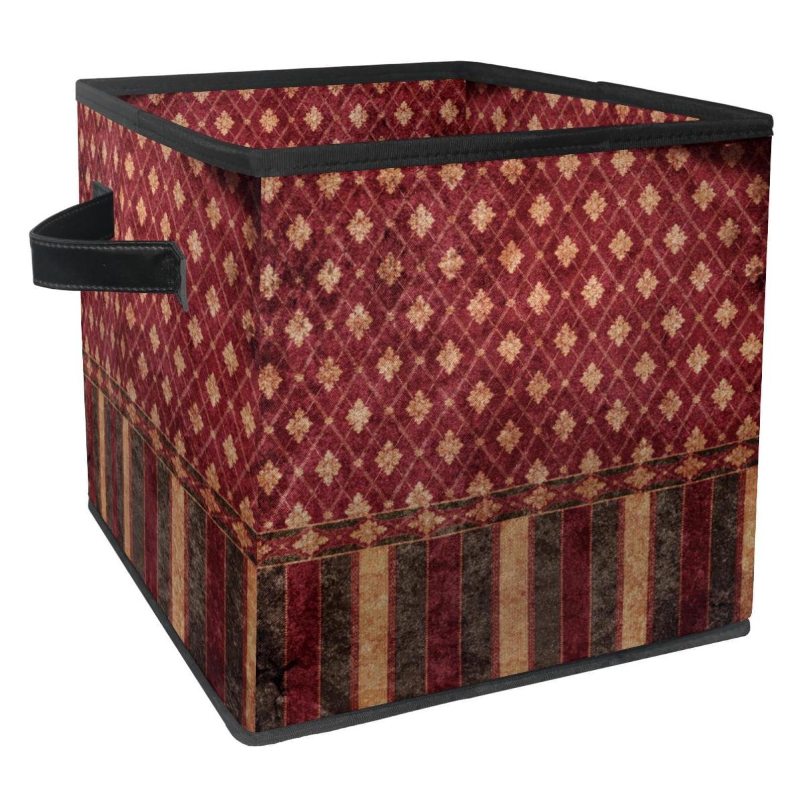Boîte de rangement pliable avec poignées et motif à rayures florales
