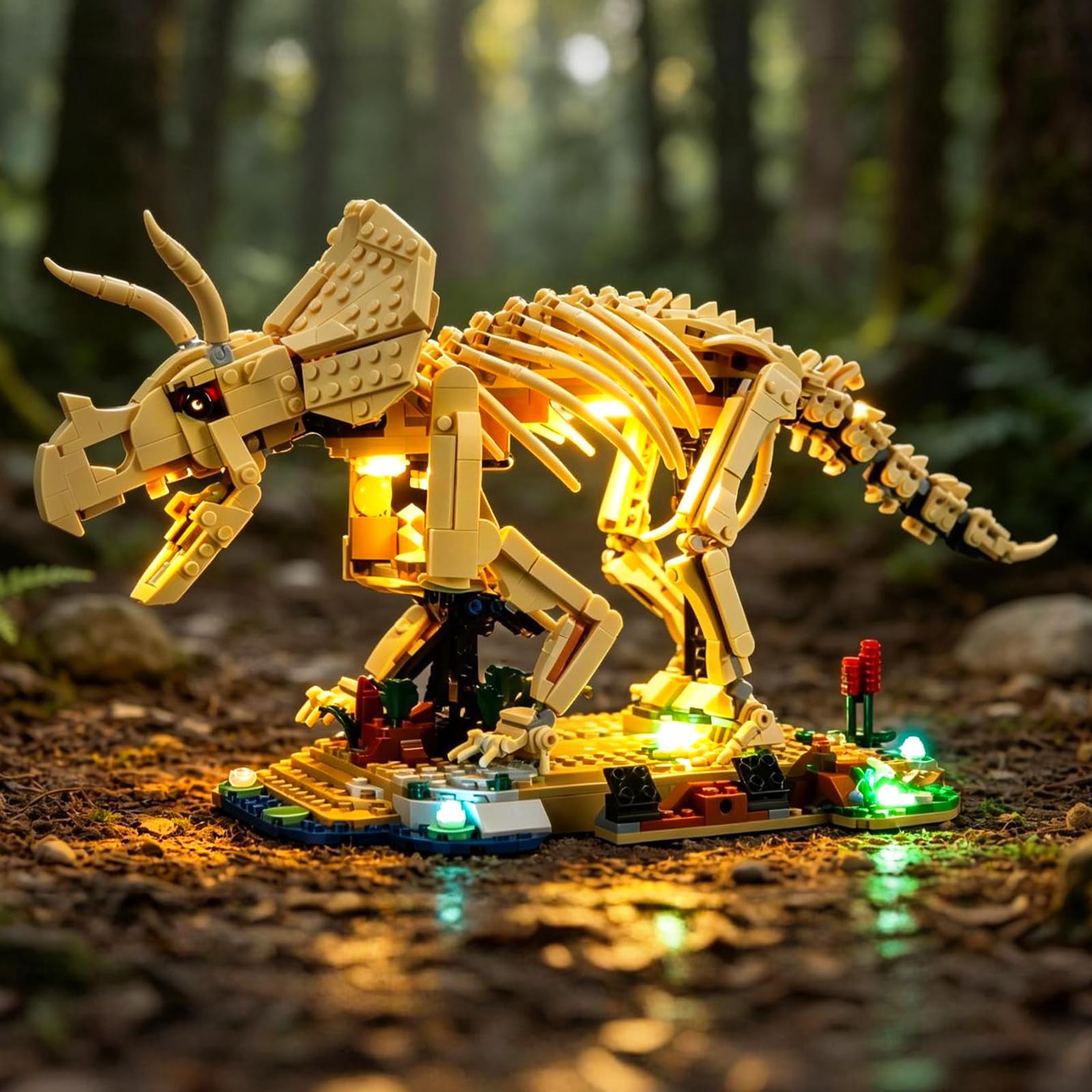BRIKSMAX Zestaw oświetlenia 2.0 kompatybilny z Lego Jurassic World Dinosaur Fossils: Triceratops 77985 - oryginalne zestawy oświetlenia LED (tylko akcesoria) do wyświetlacza, prezentów i kolekcjonerów