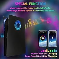 Vista 4 de DOBEWINGDELOU - Placa frontal con tira de luz RGB para PS5 Edición digital DOBEWINGDELOU más de 400 efectos de luz LED, cubierta de consola